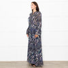 Zadig & Voltaire Blue Black Cream Gold Lurex Floral Print Maxi Dress