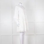 Claudie Pierlot White Lace Broderie Long Sleeve Mini Dress