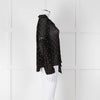 Ulla Johnson Black Small Pink Khaki Flower Print Tie Neck Blouse