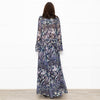 Zadig & Voltaire Blue Black Cream Gold Lurex Floral Print Maxi Dress