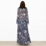 Zadig & Voltaire Blue Black Cream Gold Lurex Floral Print Maxi Dress