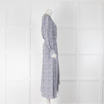 Isabel Marant Grey Blue Silk Paisley Long Sleeve Midi Dress