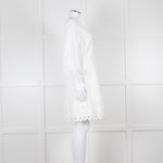 Claudie Pierlot White Lace Broderie Long Sleeve Mini Dress