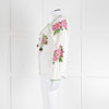 Soto Saint Tropez Linen Peasant Blouse with Embroidered Flowers