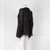 Ulla Johnson Black Small Pink Khaki Flower Print Tie Neck Blouse