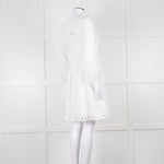 Claudie Pierlot White Lace Broderie Long Sleeve Mini Dress