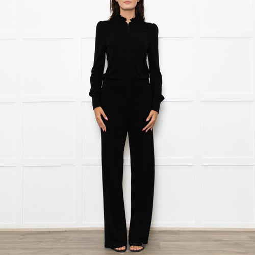 Me+Em Black Jersey Zip Front Sleeved Jumpsuit