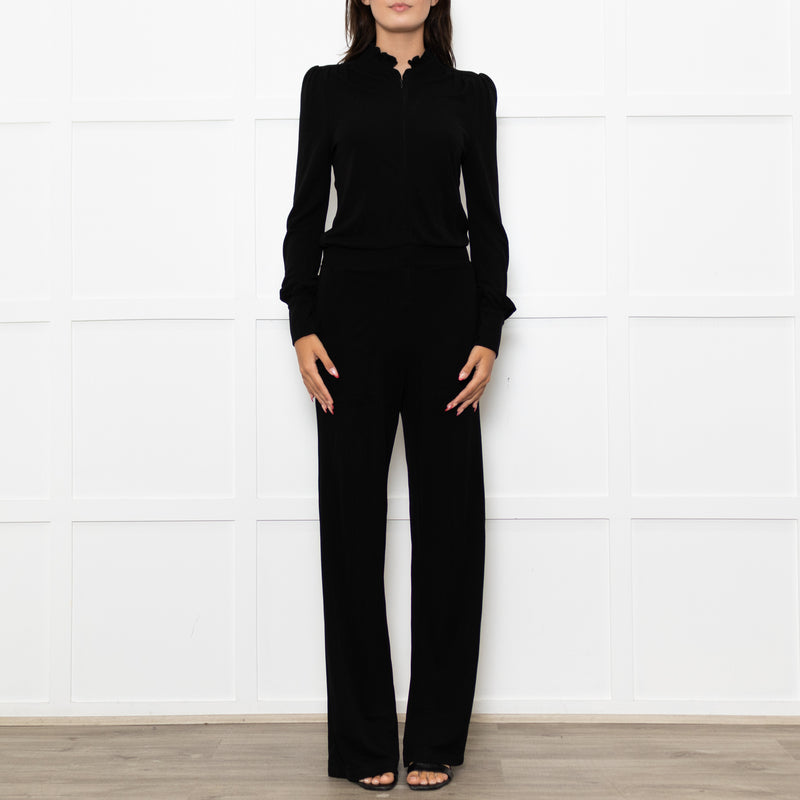 Me+Em Black Jersey Zip Front Sleeved Jumpsuit