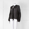Ulla Johnson Black Small Pink Khaki Flower Print Tie Neck Blouse