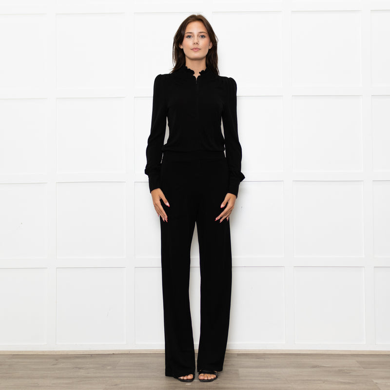 Me+Em Black Jersey Zip Front Sleeved Jumpsuit