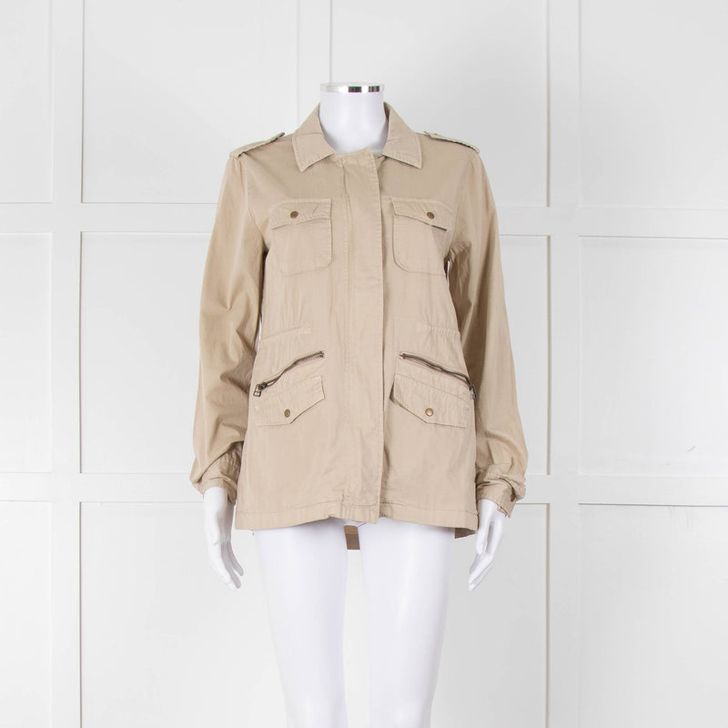 Lily Aldridge For Velvet Beige Cotton Zip Up Jacket