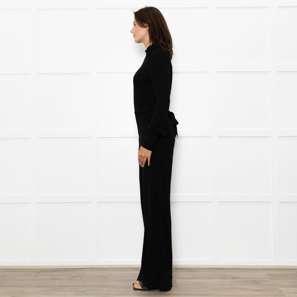 Me+Em Black Jersey Zip Front Sleeved Jumpsuit