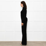 Me+Em Black Jersey Zip Front Sleeved Jumpsuit