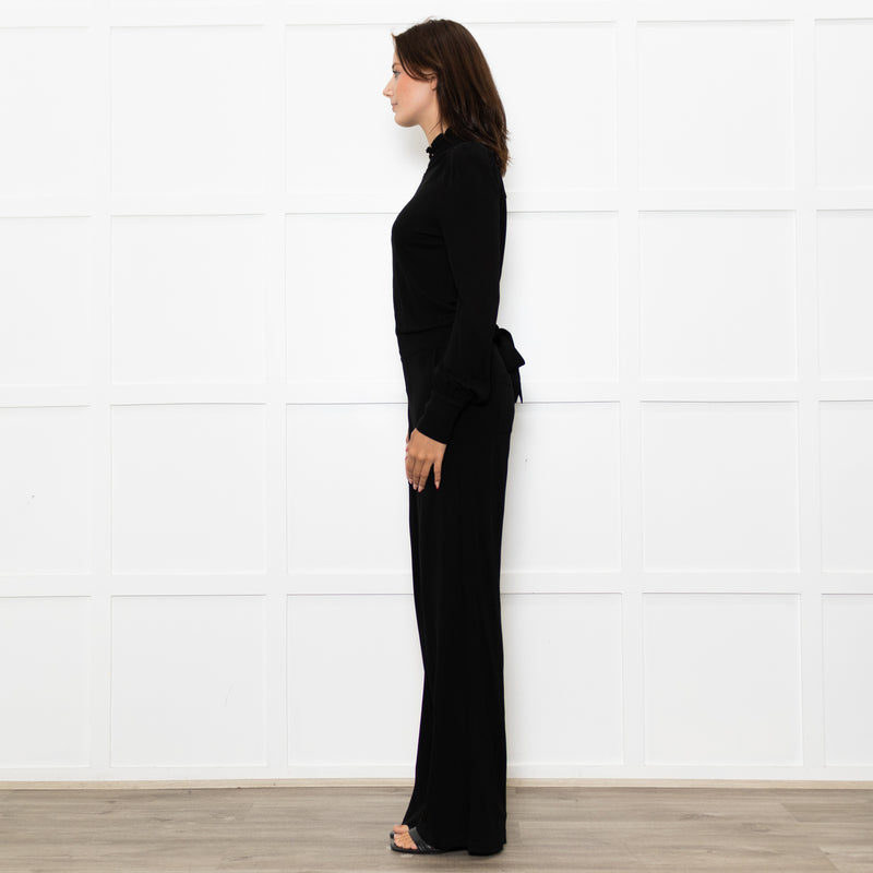 Me+Em Black Jersey Zip Front Sleeved Jumpsuit