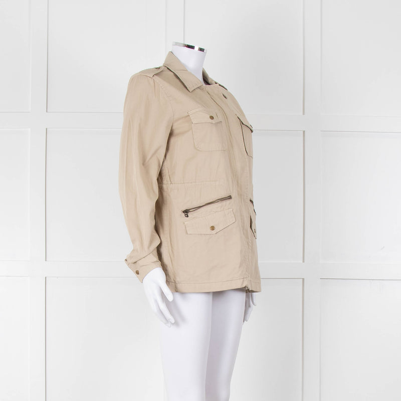 Lily Aldridge For Velvet Beige Cotton Zip Up Jacket