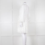 Claudie Pierlot White Lace Broderie Long Sleeve Mini Dress