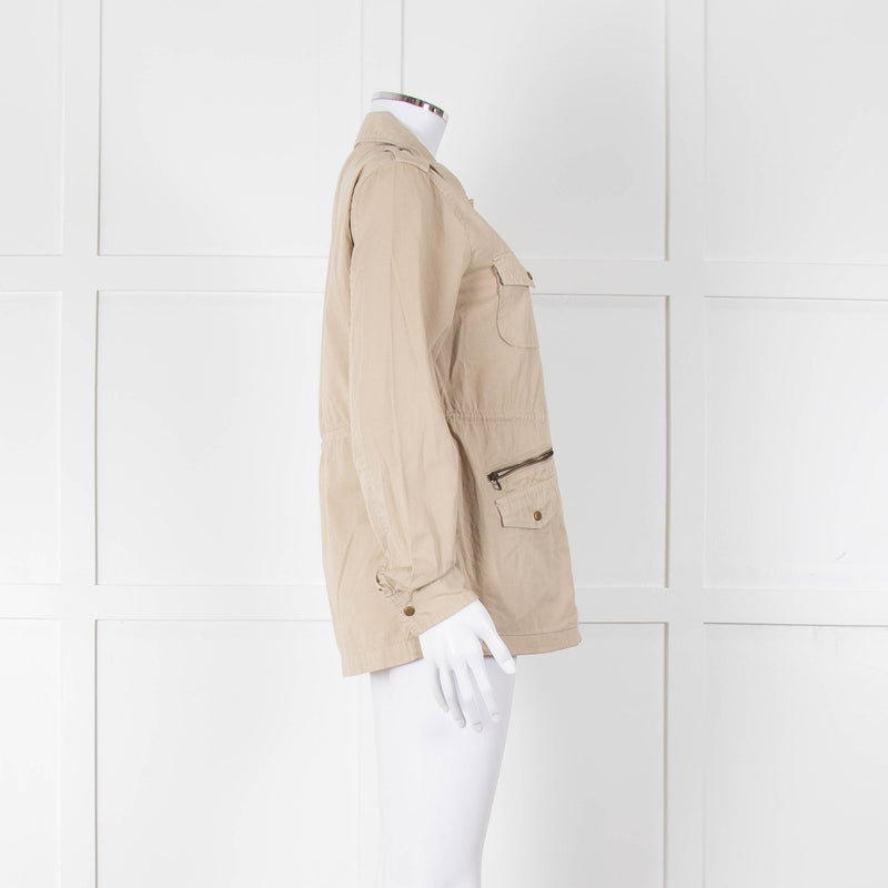 Lily Aldridge For Velvet Beige Cotton Zip Up Jacket