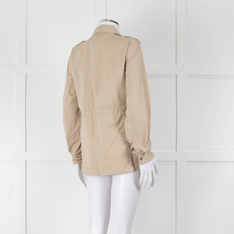 Lily Aldridge For Velvet Beige Cotton Zip Up Jacket