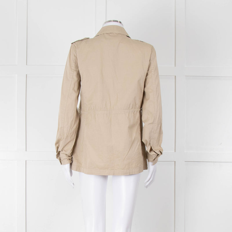 Lily Aldridge For Velvet Beige Cotton Zip Up Jacket