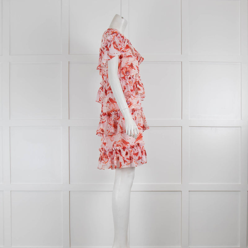 Badgley Mischka Pink and Orange Floral Mini Dress
