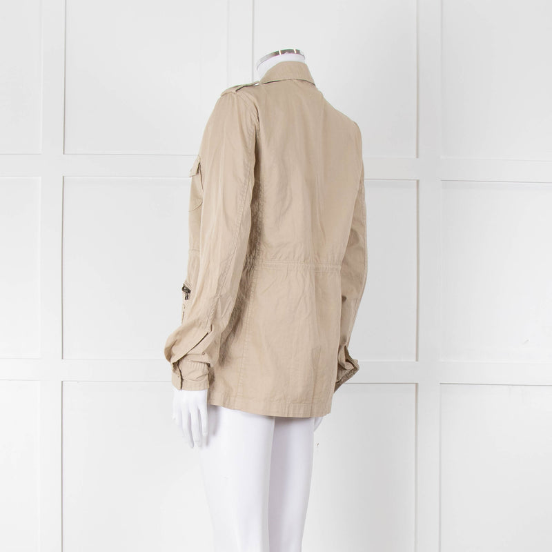 Lily Aldridge For Velvet Beige Cotton Zip Up Jacket