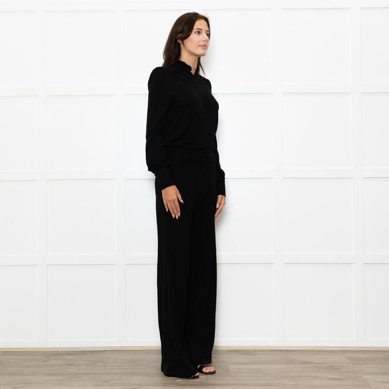 Me+Em Black Jersey Zip Front Sleeved Jumpsuit