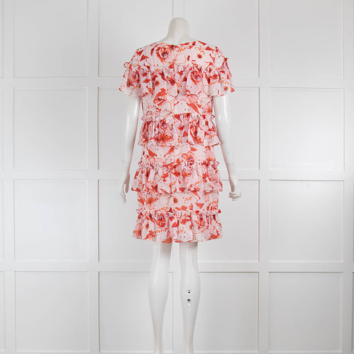Badgley Mischka Pink and Orange Floral Mini Dress