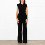 Me+Em Black Jersey Sleeveless Tie Zip Front  Jumpsuit