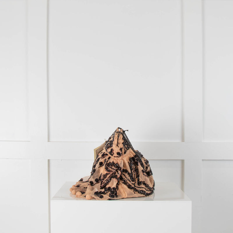 Jamin Puech Black Beaded and Nude Lace Evening Bag