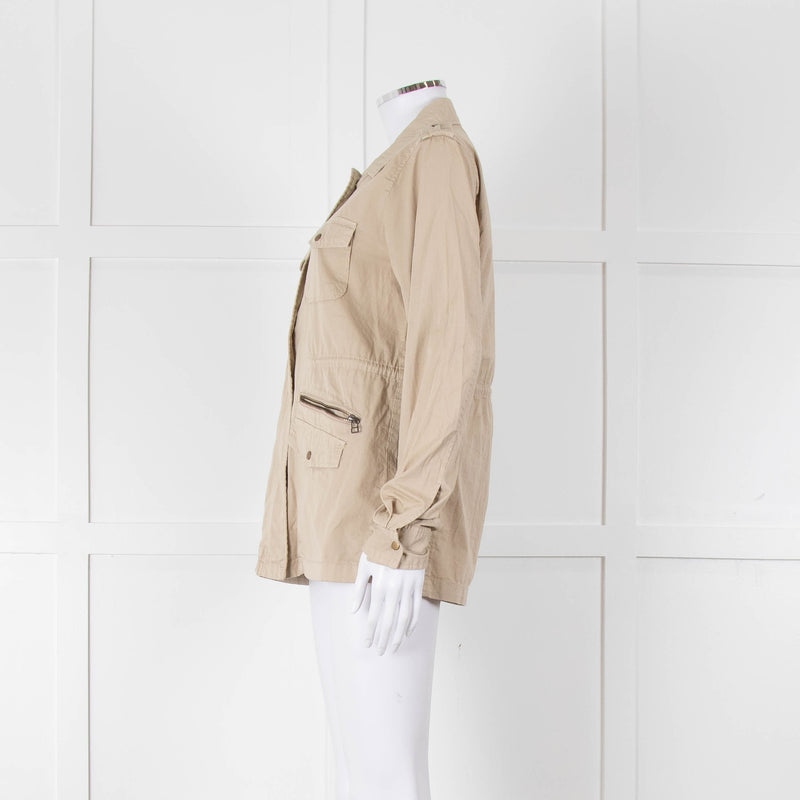 Lily Aldridge For Velvet Beige Cotton Zip Up Jacket