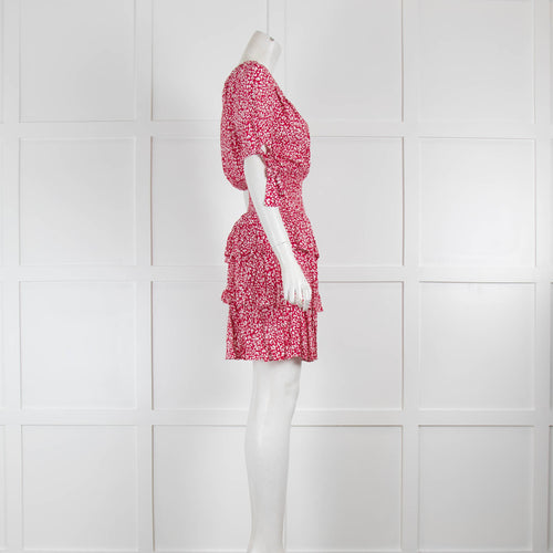 Maje Smock Waist Pink Leopard Mini Dress