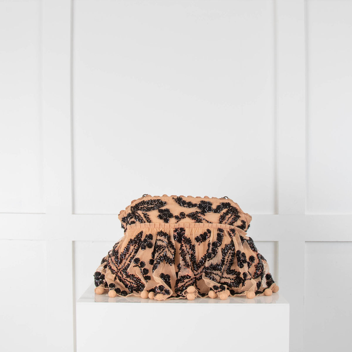 Jamin Puech Black Beaded and Nude Lace Evening Bag