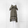 Gold Hawk Green Lace Trim Sleeveless Short Dress