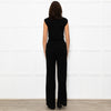Me+Em Black Jersey Sleeveless Tie Zip Front  Jumpsuit