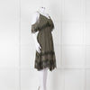 Gold Hawk Green Lace Trim Sleeveless Short Dress