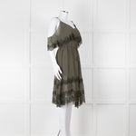 Gold Hawk Green Lace Trim Sleeveless Short Dress