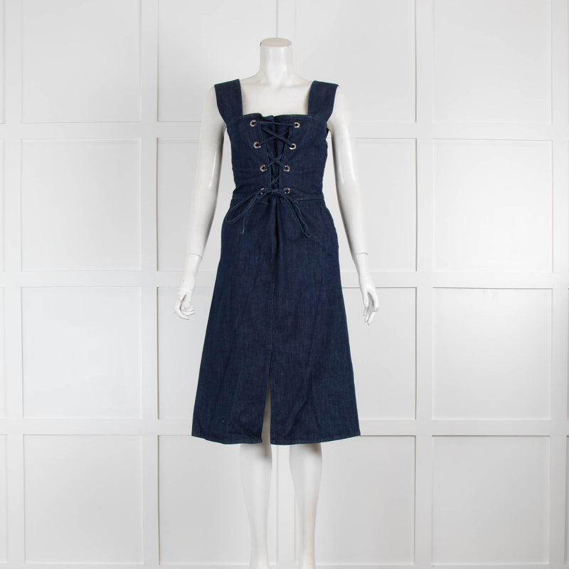 See By Chloe Blue Denim Dress with Corset Detail Front