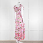 Miss June Pink Floral Frilled Off Shoulder Maxi Dress