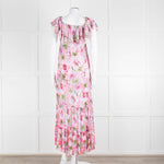 Miss June Pink Floral Frilled Off Shoulder Maxi Dress