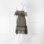 Gold Hawk Green Lace Trim Sleeveless Short Dress