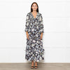 Needle & Thread Black Cream Green Floral Frill Detail Maxi Dress
