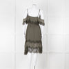Gold Hawk Green Lace Trim Sleeveless Short Dress