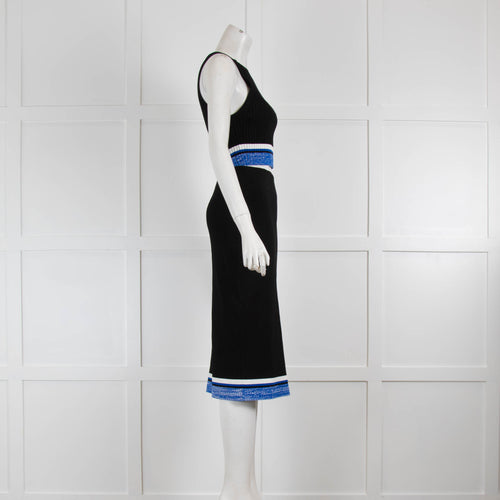 Rag & Bone Black Elasticated Skirt & Top with Blue & White Stripe Hem