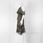 Gold Hawk Green Lace Trim Sleeveless Short Dress