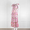 Miss June Pink Floral Frilled Off Shoulder Maxi Dress