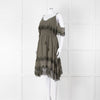 Gold Hawk Green Lace Trim Sleeveless Short Dress