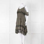 Gold Hawk Green Lace Trim Sleeveless Short Dress