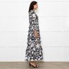 Needle & Thread Black Cream Green Floral Frill Detail Maxi Dress