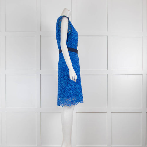 Sandro Blue Lace Sleeveless Dress with Elasticated Waist Band