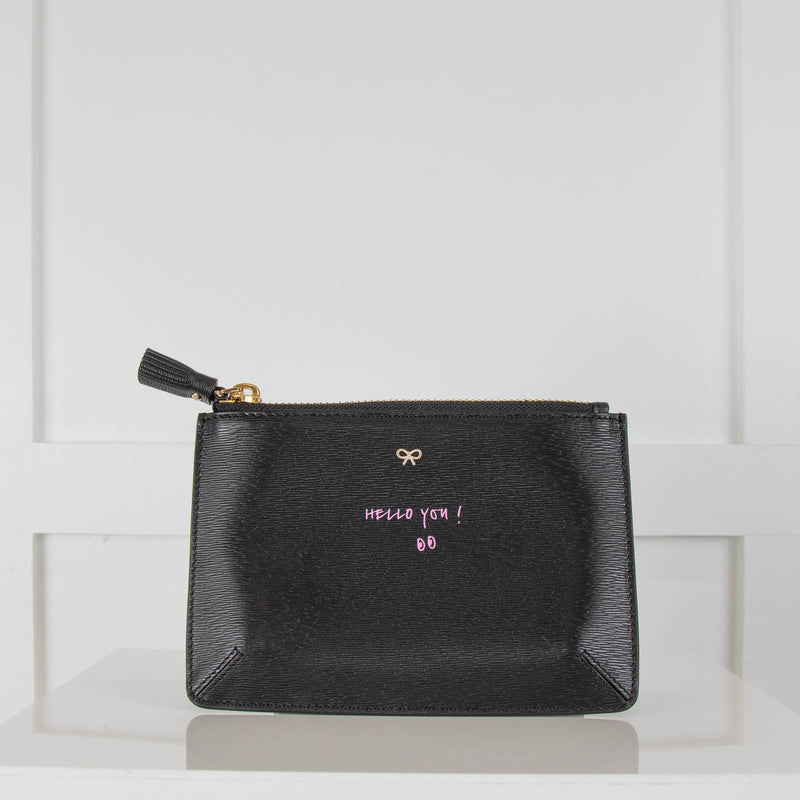 Anya Hindmarch Loose Pocket Black London Grain Purse